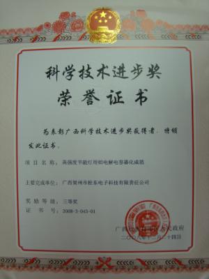 2008年 2008年度廣西區(qū)科學(xué)技術(shù)進(jìn)步三等獎(jiǎng)